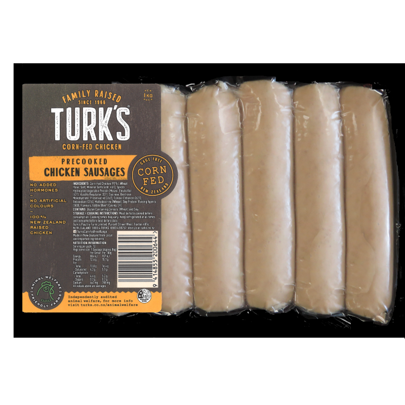 CHICKEN PRECOOKED SAUSAGES 1KG - TURKS - Nawton Wholesale Meats
